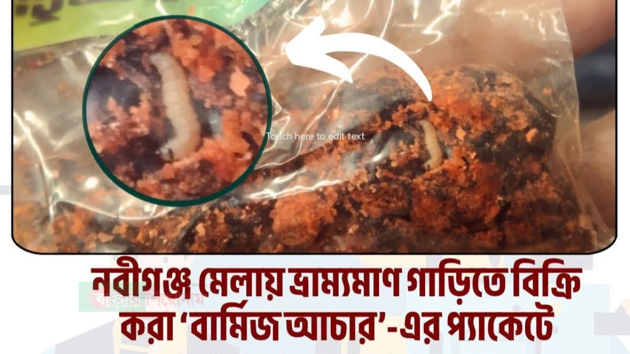 বন্দর নবীগঞ্জ মেলায় আচারের প্যাকেটে কিলবিল করছে জ্যান্ত পোকা, চরম স্বাস্থ্যঝুঁকিতে দর্শনার্থীরা