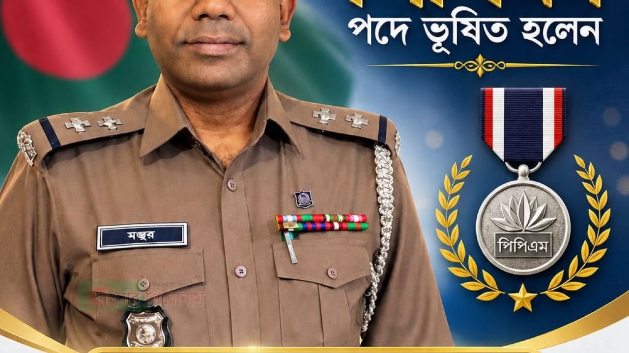 প্রেসিডেন্ট পুলিশ পদক পিপিএম সেবা পেলেন  পিবিআই এর এসআই মনজুর রহমান