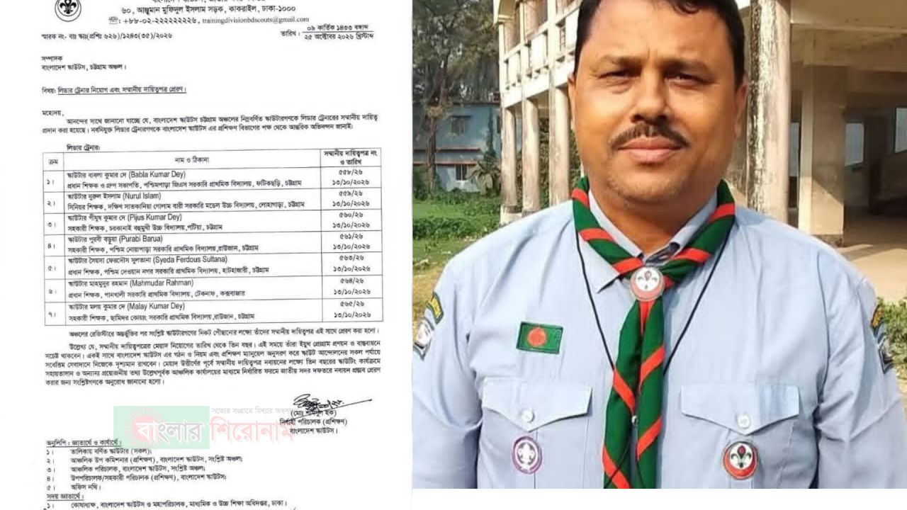 টেকনাফের মাহমুদুর রহমান বাংলাদেশ স্কাউটসের লিডার ট্রেইনার নির্বাচিত